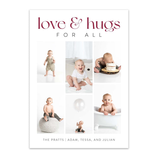 Love + Hugs Photo Holiday Cards - Blú Rose