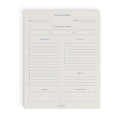 Minimalist Daily Planner notepad by Blú Rose, undated daily planner page with schedule, to-do, top three, meals, notes and gratitude sections in navy