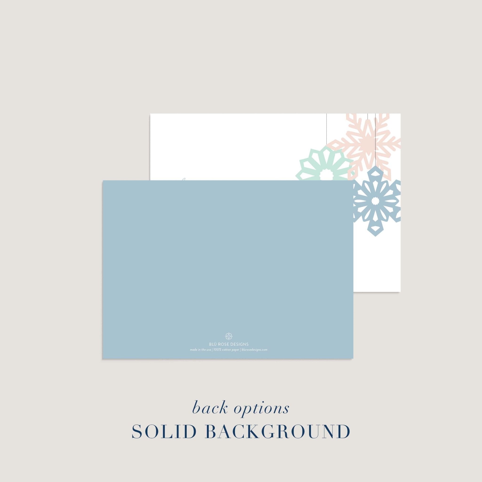 Back design option featuring a solid blue background.