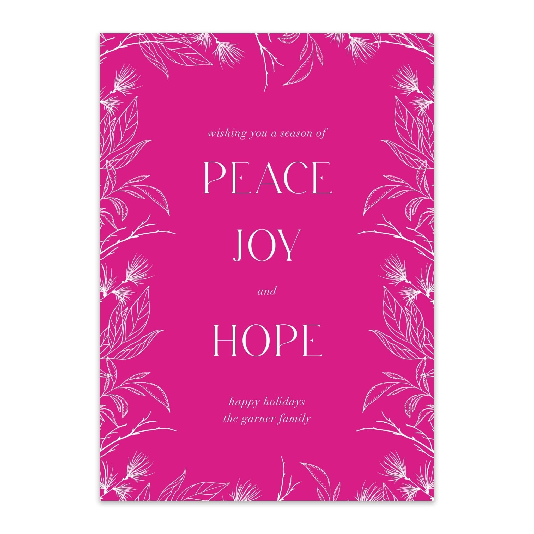 Peace Joy Hope Holiday Cards - Blú Rose