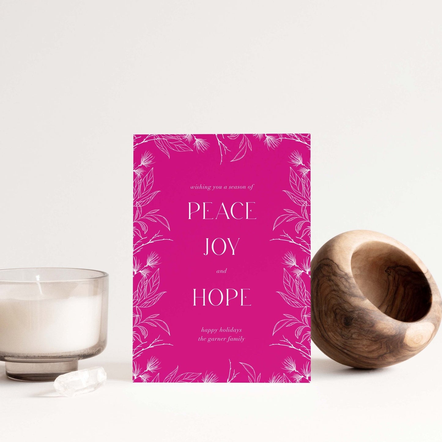 Peace Joy Hope Holiday Cards - Blú Rose
