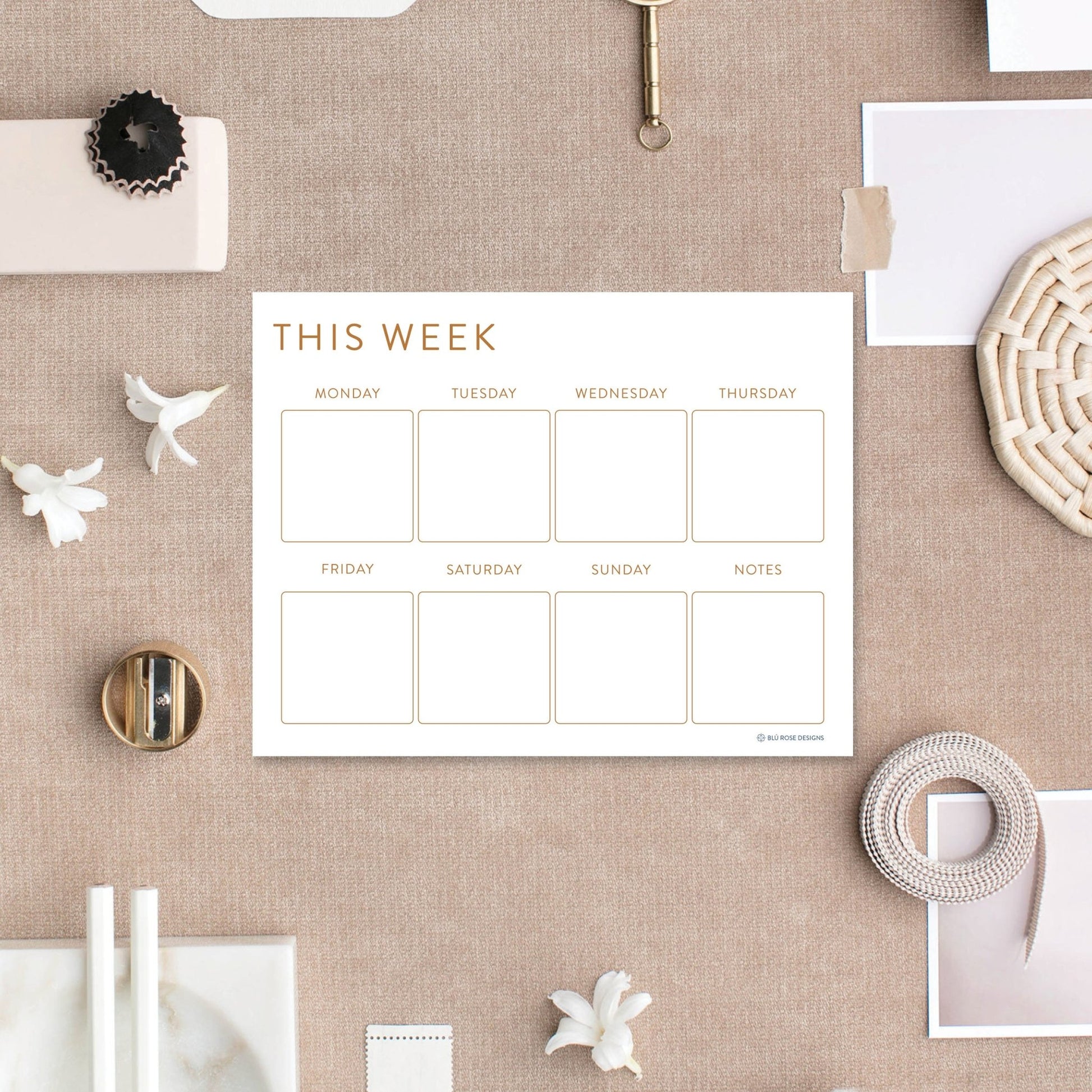 Printable Minimalist Weekly Planner - Blú Rose