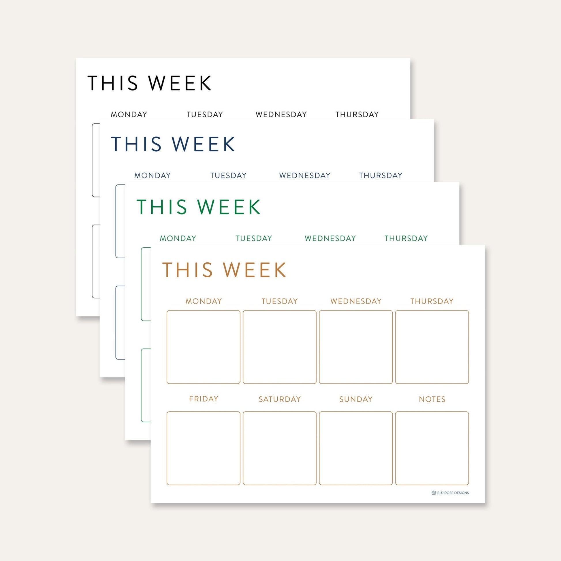 Printable Minimalist Weekly Planner - Blú Rose