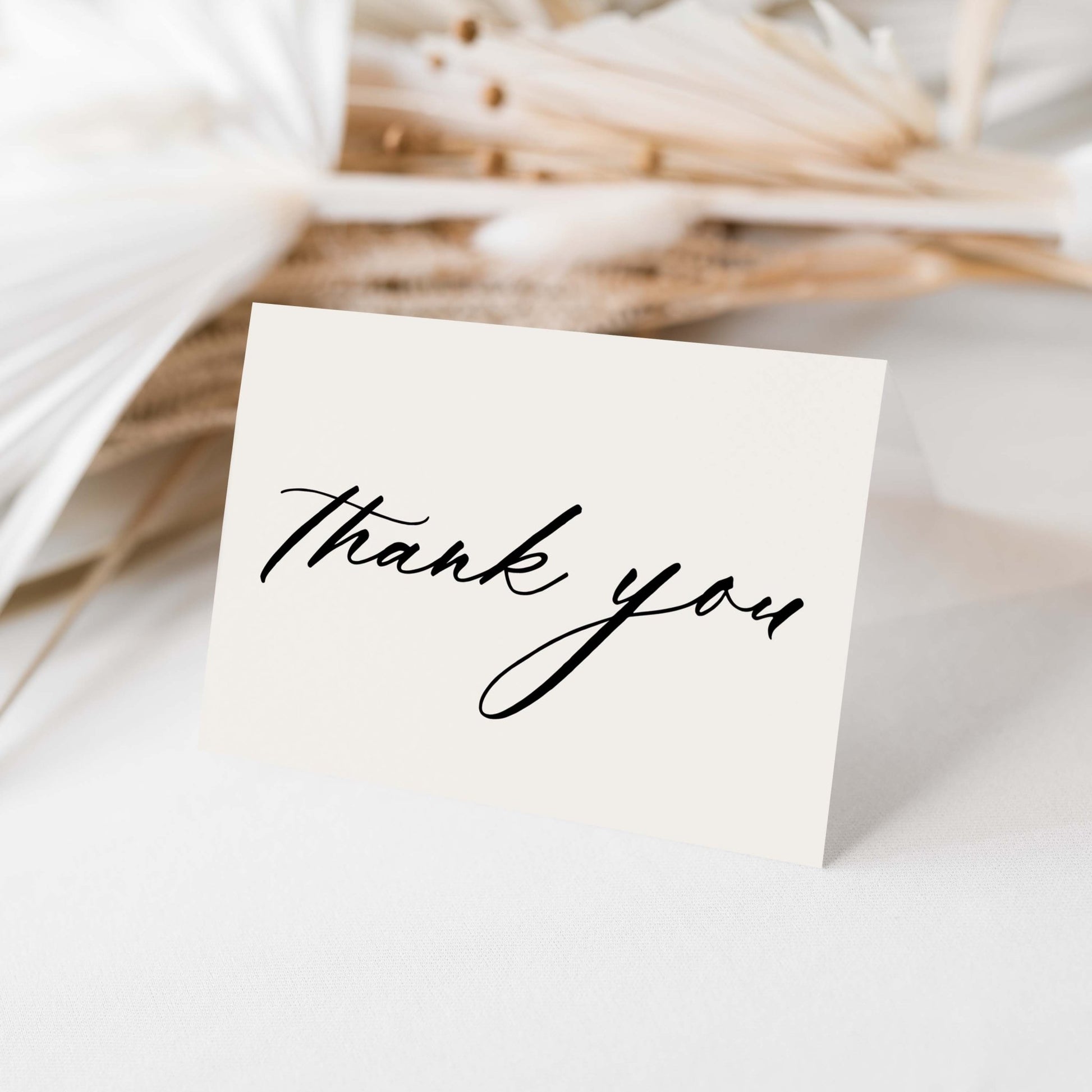 Thank You Note Cards - 4x6 - Simple Script, Tan