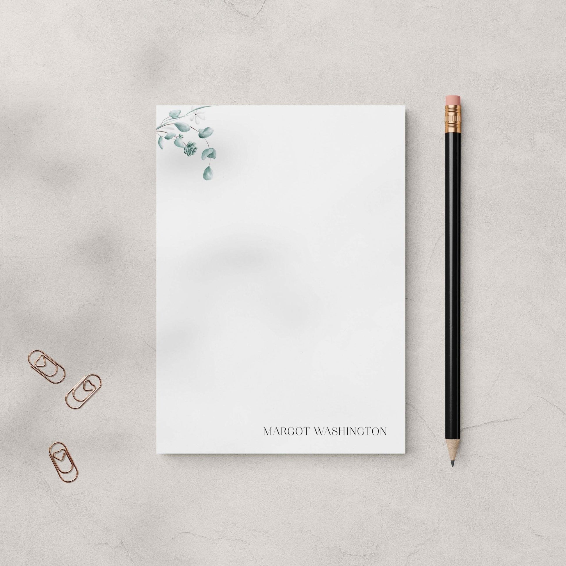 Personalized Simple Floral Notepad | Blú Rose Designs