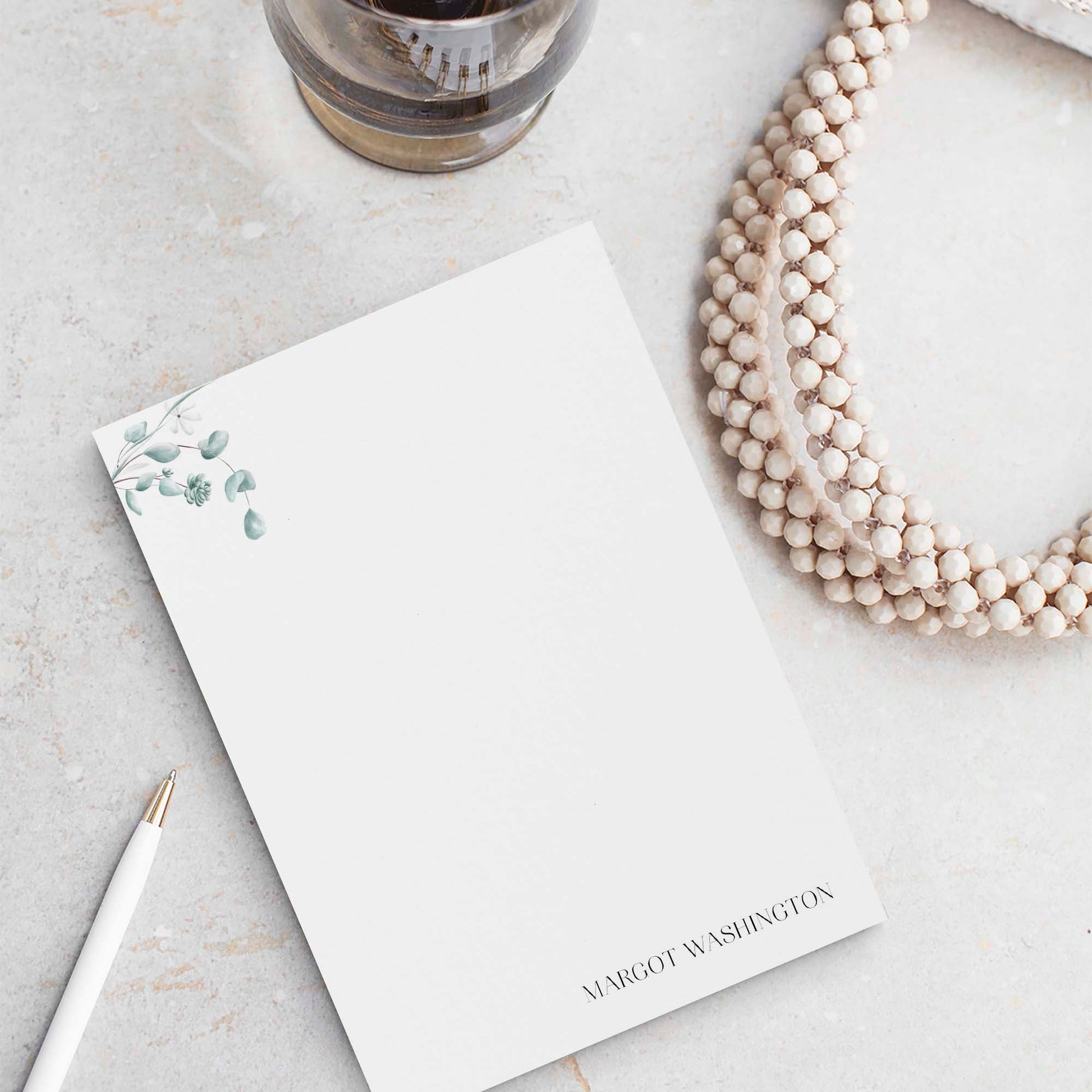 Personalized Simple Floral Notepad | Blú Rose Designs