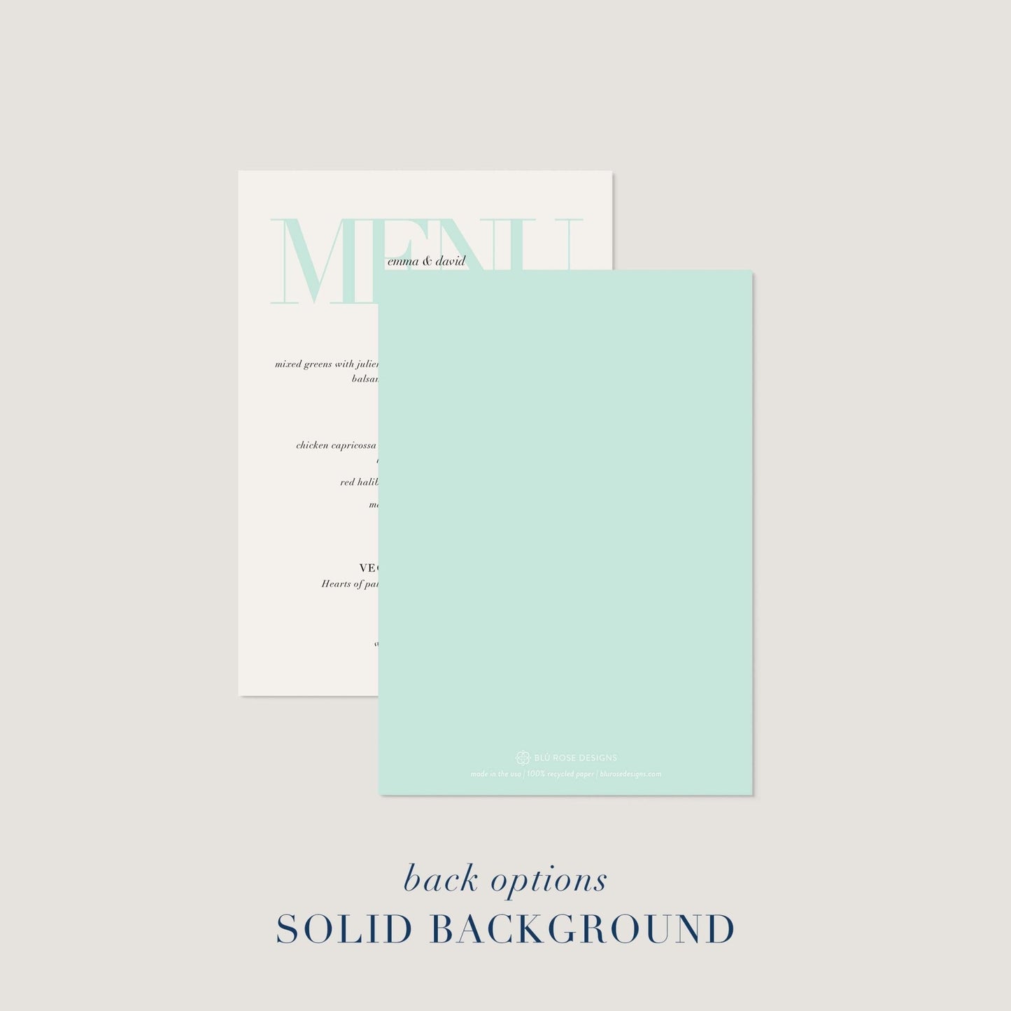 Sleek + Bold Menus - Blú Rose