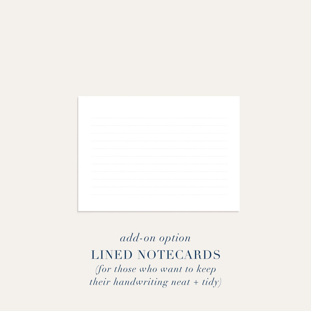 lined notecard option for longer handwritten notes